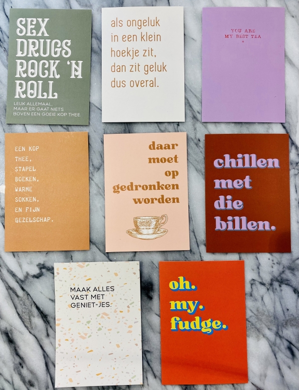 Kaartjes ontworpen door Buro Fudge