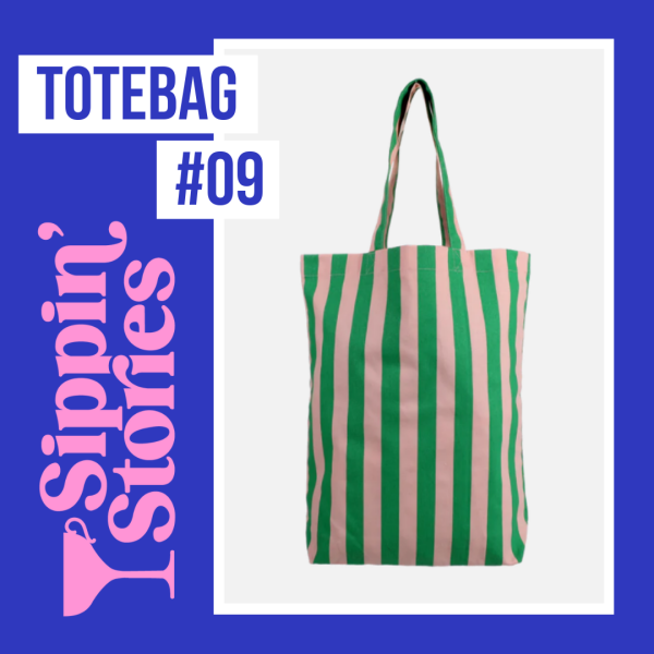 Sippin' Stories Totebag #09 Strepen Grass Green & Soft Pink - Afbeelding 6