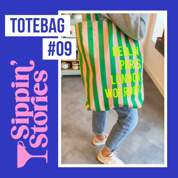 Sippin' Stories Totebag #09 Strepen Grass Green & Soft Pink - Afbeelding 5