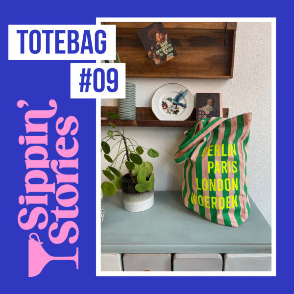Sippin' Stories Totebag #09 Strepen Grass Green & Soft Pink - Afbeelding 3