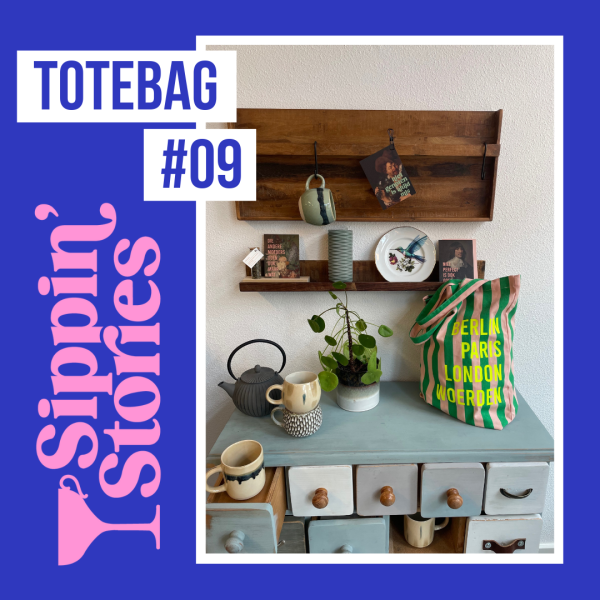 Sippin' Stories Totebag #09 Strepen Grass Green & Soft Pink - Afbeelding 2