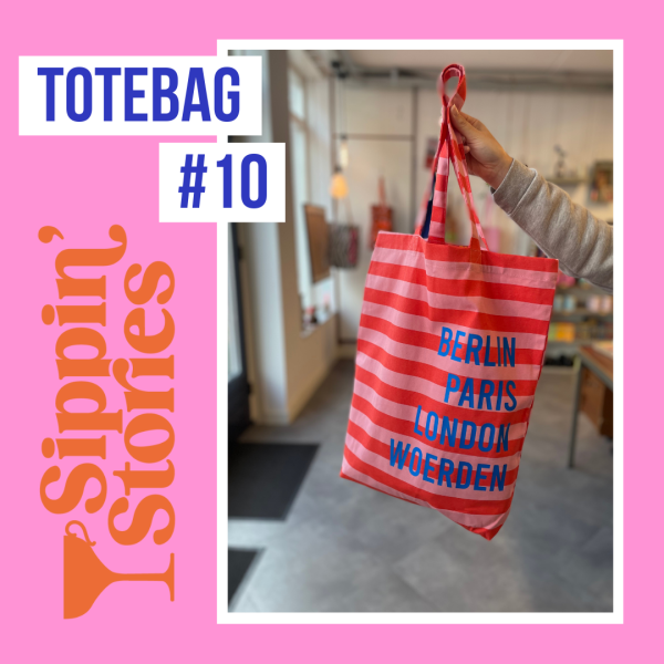 Sippin' Stories Totebag #10 Strepen Poppy Red & Litchi