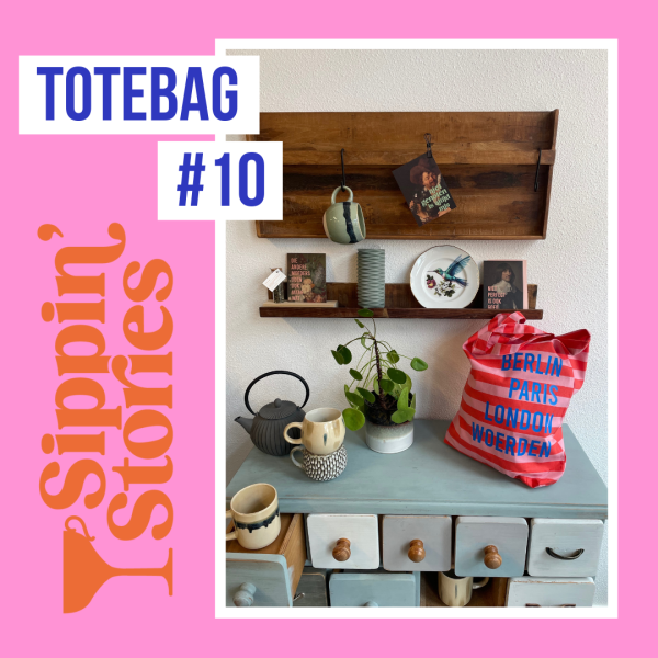Sippin' Stories Totebag #10 Strepen Poppy Red & Litchi - Afbeelding 2