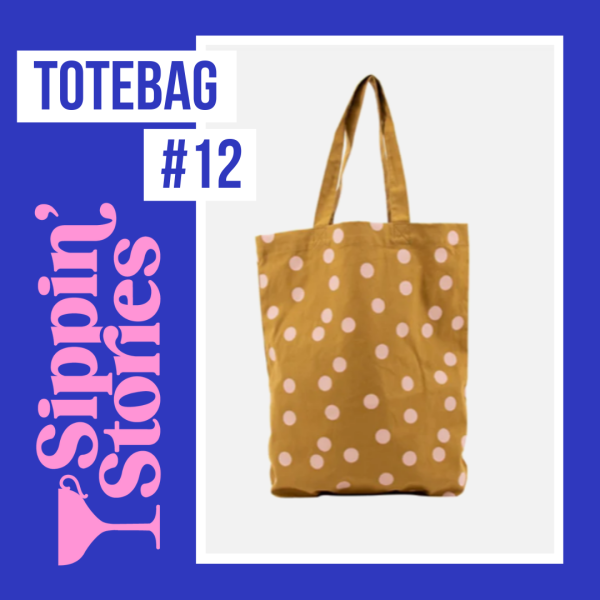 Sippin' Stories Totebag #12 Polka Dot Gold Oker Pink - Afbeelding 4