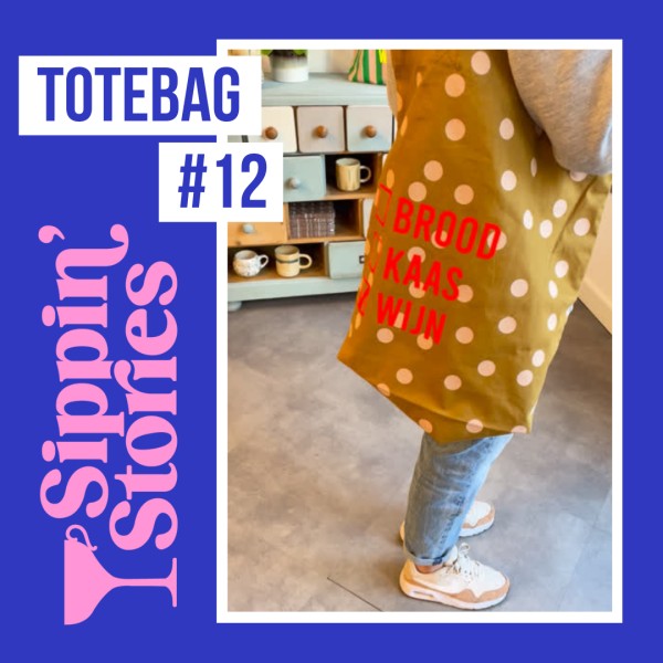 Sippin' Stories Totebag #12 Polka Dot Gold Oker Pink - Afbeelding 3