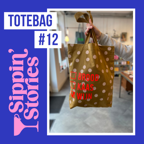 Sippin' Stories Totebag #12 Polka Dot Gold Oker Pink